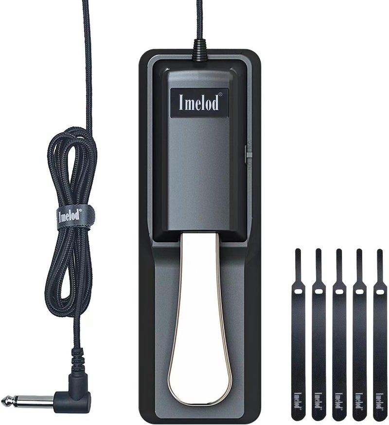 Imelod Digital Piano and Keyboard Sustain Pedal for Yamaha,Roland,Casio,Korg,Behringer,Moog - Universal Foot Pedal Black - Image 1